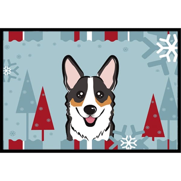 Carolines Treasures Winter Holiday Tricolor Corgi Indoor and Outdoor Mat- 18 x 27 in. BB1751MAT - main